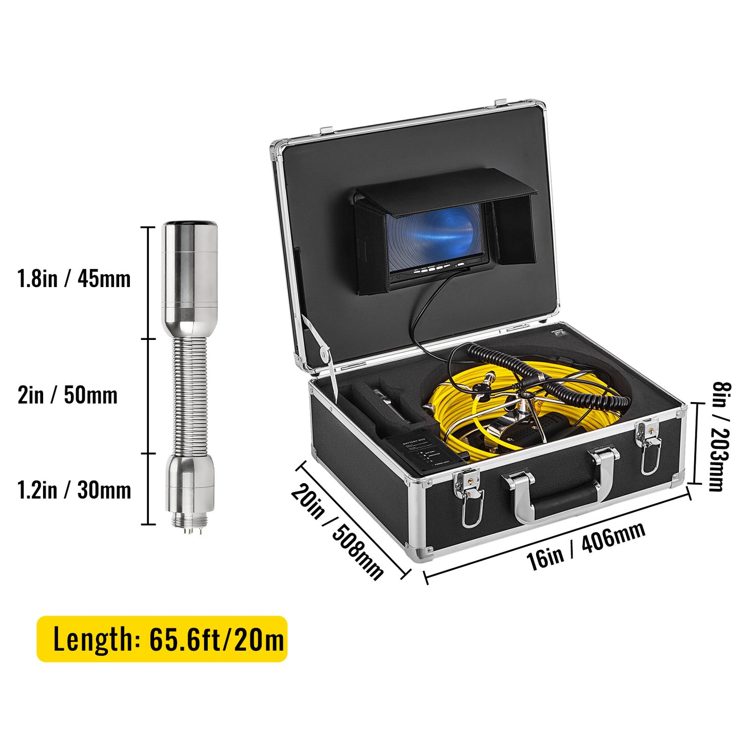 Rioolcamera – Inspectiecamera – Endoscoop – Leidingcamera – Buisinspectie – 20 Meter Kabel – 9 Inch LCD Scherm