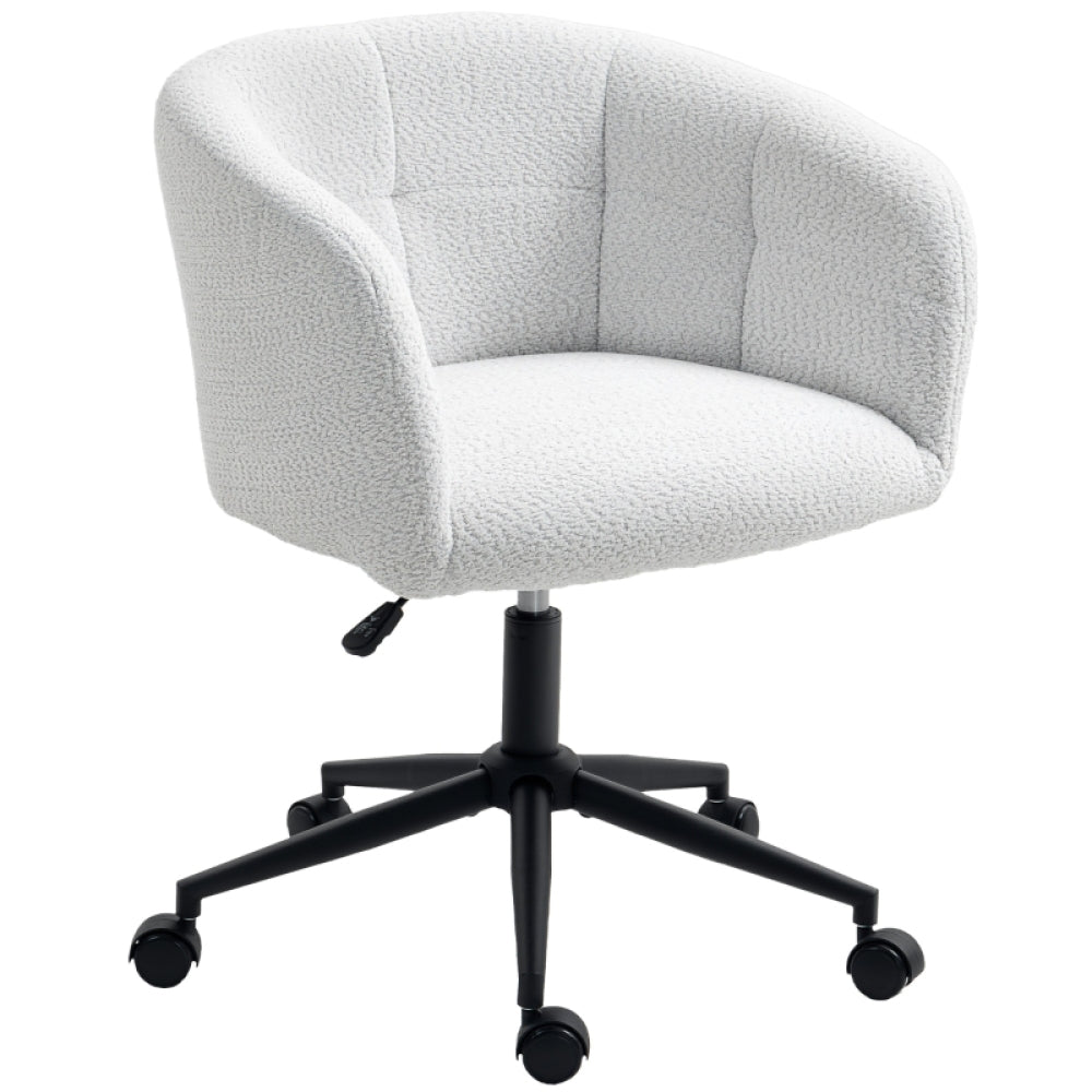 Bureaustoel – Kantoorstoel – Office Chair – Werkstoel – Draaistoel – Verstelbare Hoogte – 360° Draaibaar – Met Metalen Frame – Stoffen Bekleding – Handmatige Kantelfunctie – Vijf Wielen – Crème/Zwart