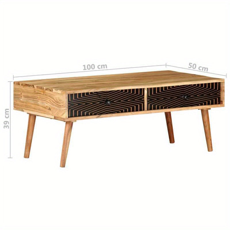 Salontafel – Woonkamertafel – Koffietafel – Bijzettafel – Loungetafel – Massief Acaciahout – 100x50x39 cm – Robuust & Duurzaam