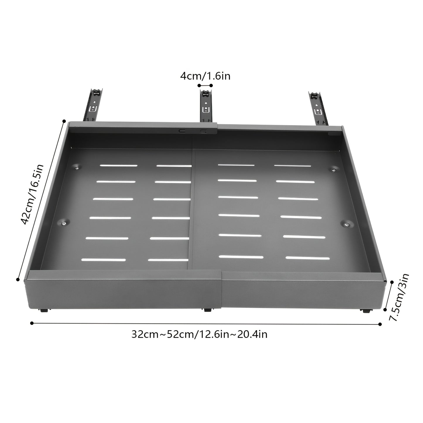 Keukenkast Organizer – Gootsteenkast Organizer – Kastorganizer – Lade Organizer – Uitschuifbare Lade – Metaal – Verstelbaar 32-52 cm – Draagkracht 15 kg – Grijs