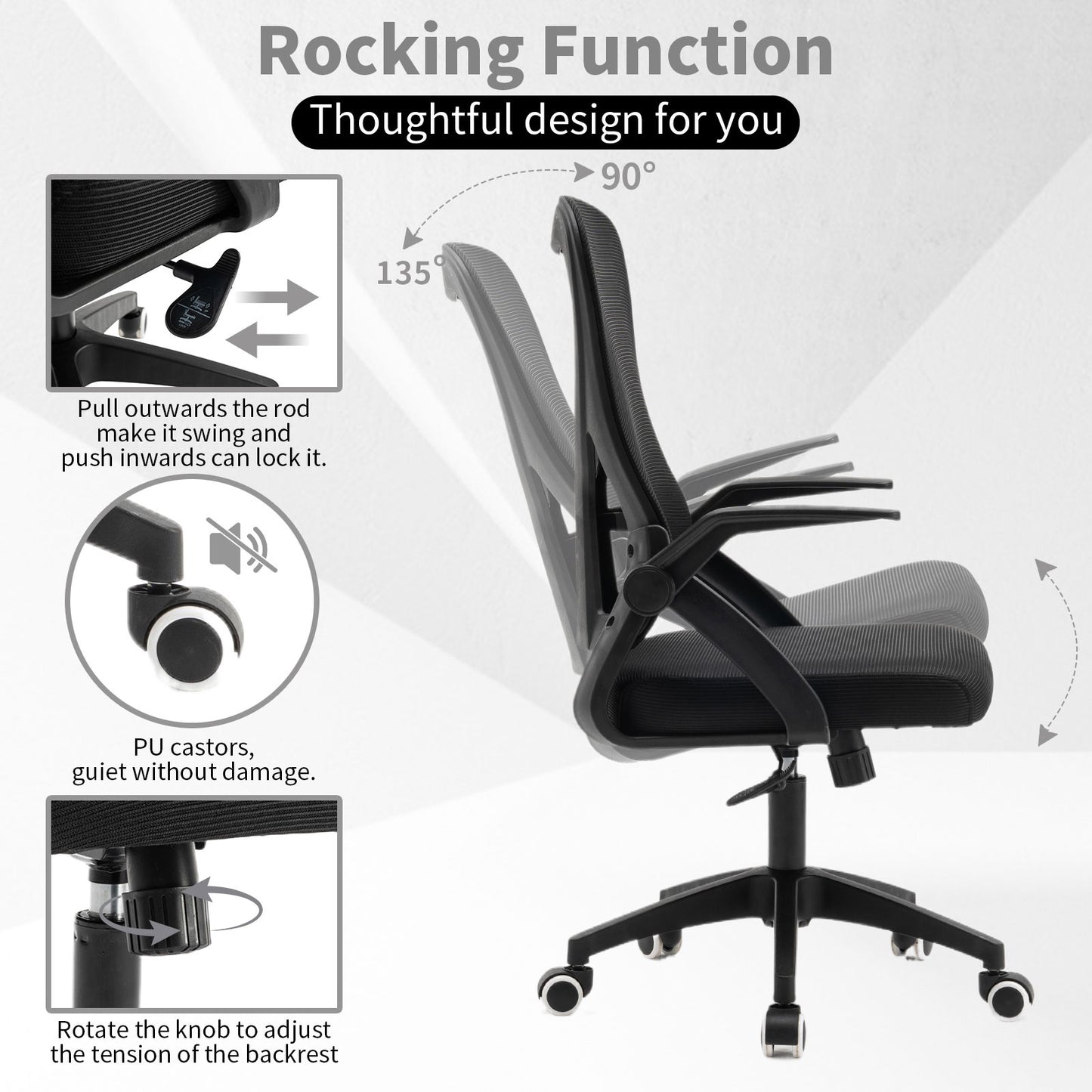 Bureaustoel – Kantoorstoel – Computestoel – Werkstoel – Ergonomische Stoel – Beige Goud – PU Lederen Bekleding – Max Draagkracht 180 kg