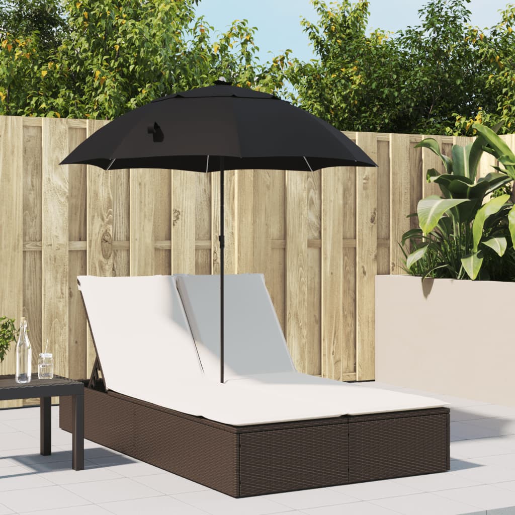 2-Persoons Ligstoel – Tuinstoel – Loungestoel – Buitenstoel – Balkonstoel – Verstelbare Rugleuning – Kantelbare Parasol