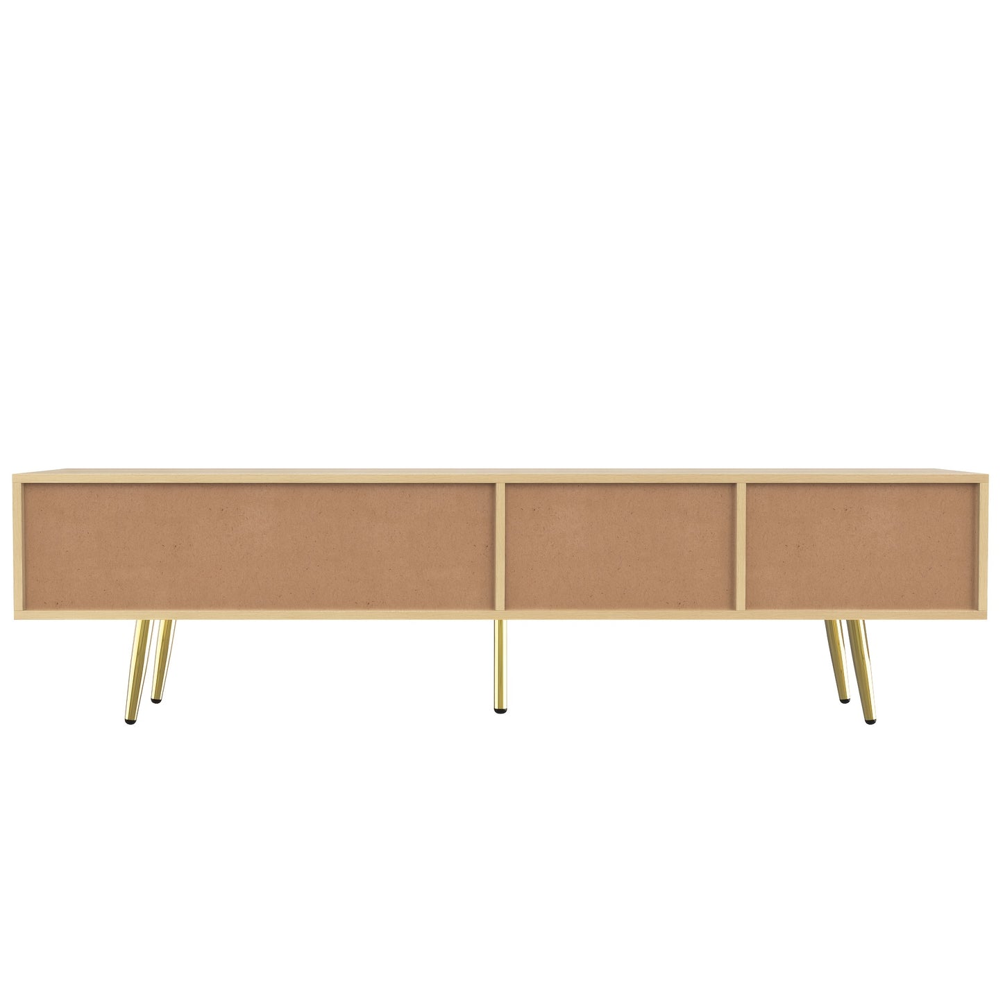 160cm TV Stand with Golden-Tone Metal Legs, 2 Drawers & Unique Door Design - Modern Minimalist Entertainment Center for Living Room, Durable Metal Frame, No Power Needed, Easy Assembly, TV Stand for Living Room, Contemporary
