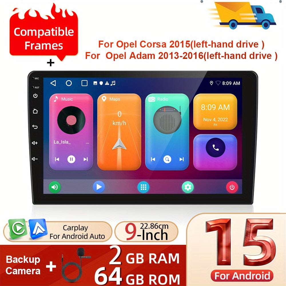 Android 15 Autoradio – Dubbel DIN Radio – Touchscreen Autoplayer – Multimedia Systeem – Navigatie Systeem – 9 Inch Scherm – Wireless CarPlay & Android Auto – Backup Camera Met Microfoon