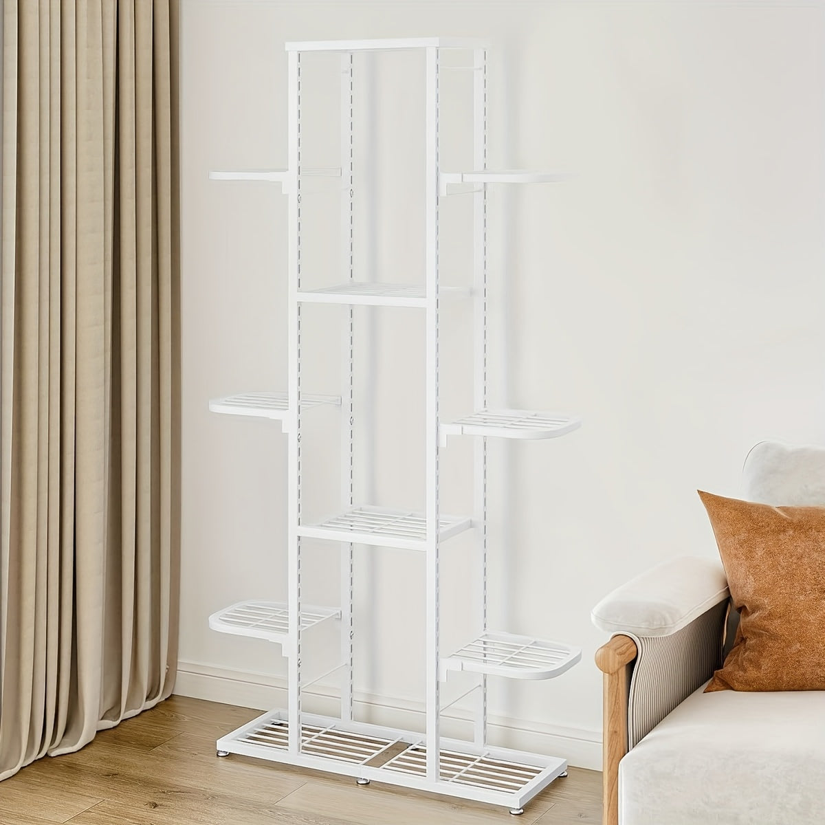 7-Tier Heavy-Duty Metal Indoor/Outdoor Plant Stand with Curved Legs & Waterproof Non-Slip Base - Space-Saving Corner Shelf for Potted Plants, Balcony, Garden, Patio - Easy Assembly, Sturdy Ladder-Like Shelves (No Tools Requir