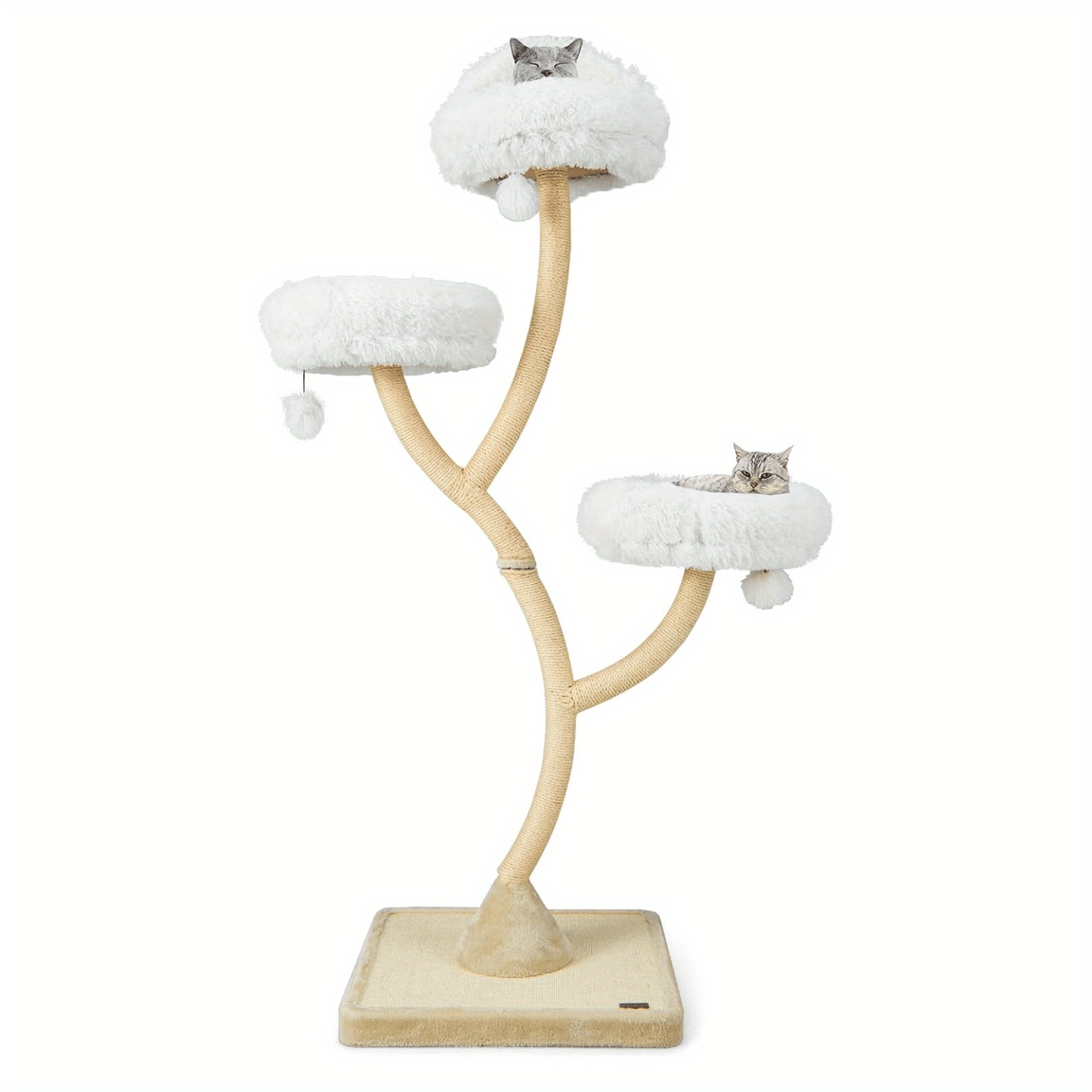 Krabpaal Kattenboom – Kattenhuis – Klimpaal – Katzenkrabmeubel – Speelpaal – 178 cm Hoog – Sisal Krabpalen & Pluche Ligplaatsen Beige Fiberboard