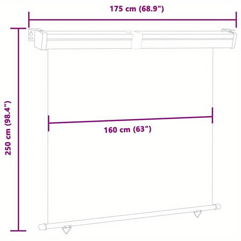 Retractable Zijscherm – Balkonzeil – Zonnescherm – Privacydoek – Terrasscherm – 175x250 cm – Duurzaam Kunststof – Zwart