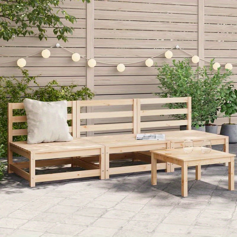 Houten Tuinbank 3-Delig – Armlos Loungeset – Buitenbank – Patio Meubel – Solid Pine Hout – Duurzaam Materiaal – Weerbestendig Design