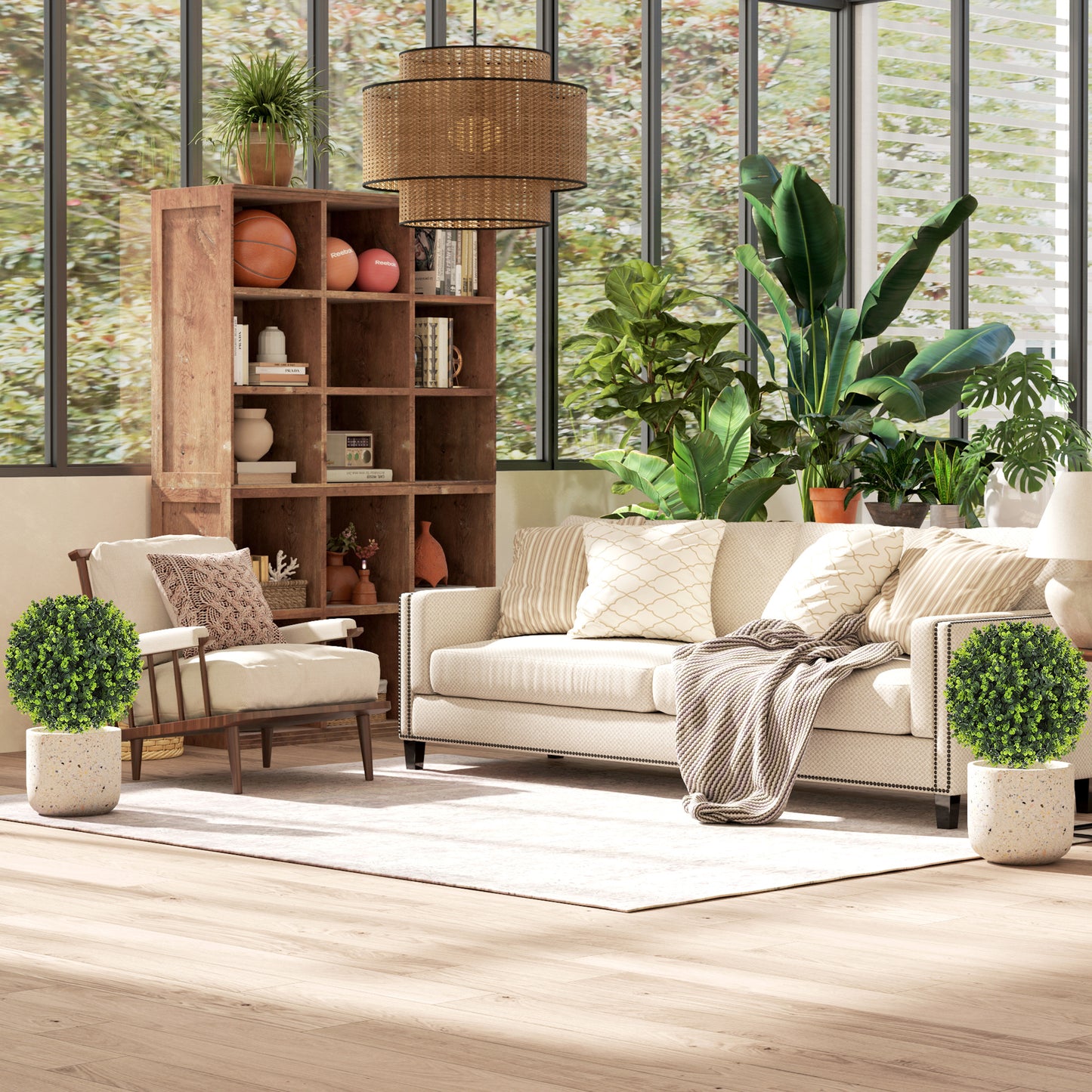 Kunstplanten – Nepplanten – Kunstbloemen – Kamerplanten – Kunstdecoratie – UV-bestendig – Inclusief Grondpin – 2 Stuks – Ø40 x 56 cm