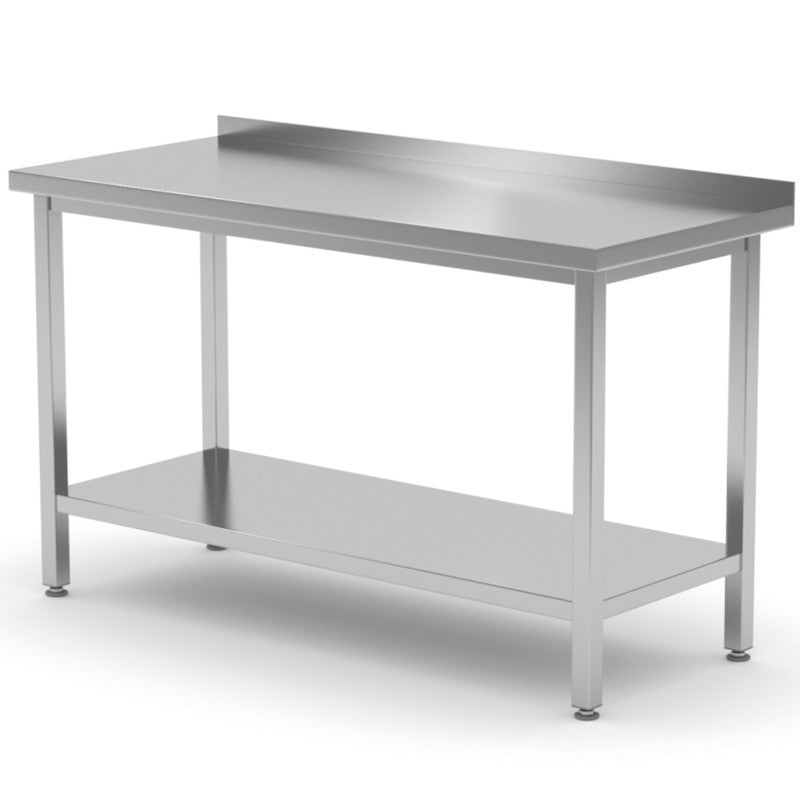 Bistrotafel – Werktafel – Gastronomische Tafel – Horeca Tafel – RVS Tafel – Standaard 80x70x85 cm – Verstelbare Poten – Extra Opbergrek