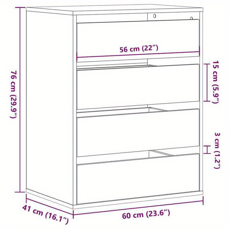 Drawer Cabinet 60X41X76 Cm Crafted Wood White