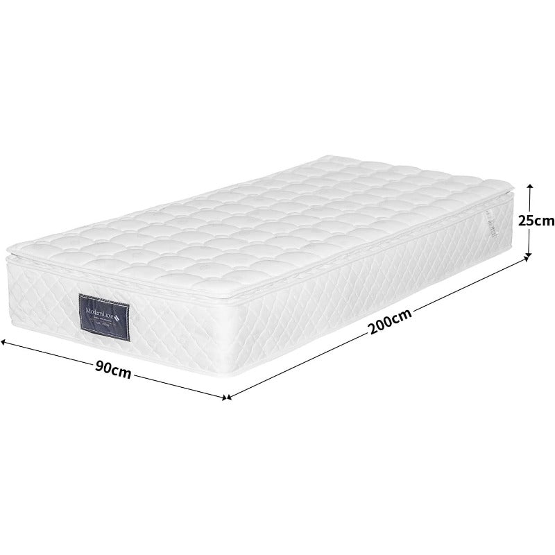 Ergonomisch Pocketverenmatras – Eenpersoonsmatras – Slaapmatras – Traagschuimmatras – 7-Zones Matras – 90 x 200 x 25 cm – Medium Stevig – Ademend Polyester Hoes