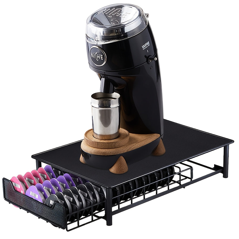Koffiecapsulehouder – Capsulehouder – Capsule Rek – Koffiecups Houder – Koffiecapsuleopslag – 60 Capsules – Metaal – Uitschuifbare Lade – Compact 42x28x10 cm