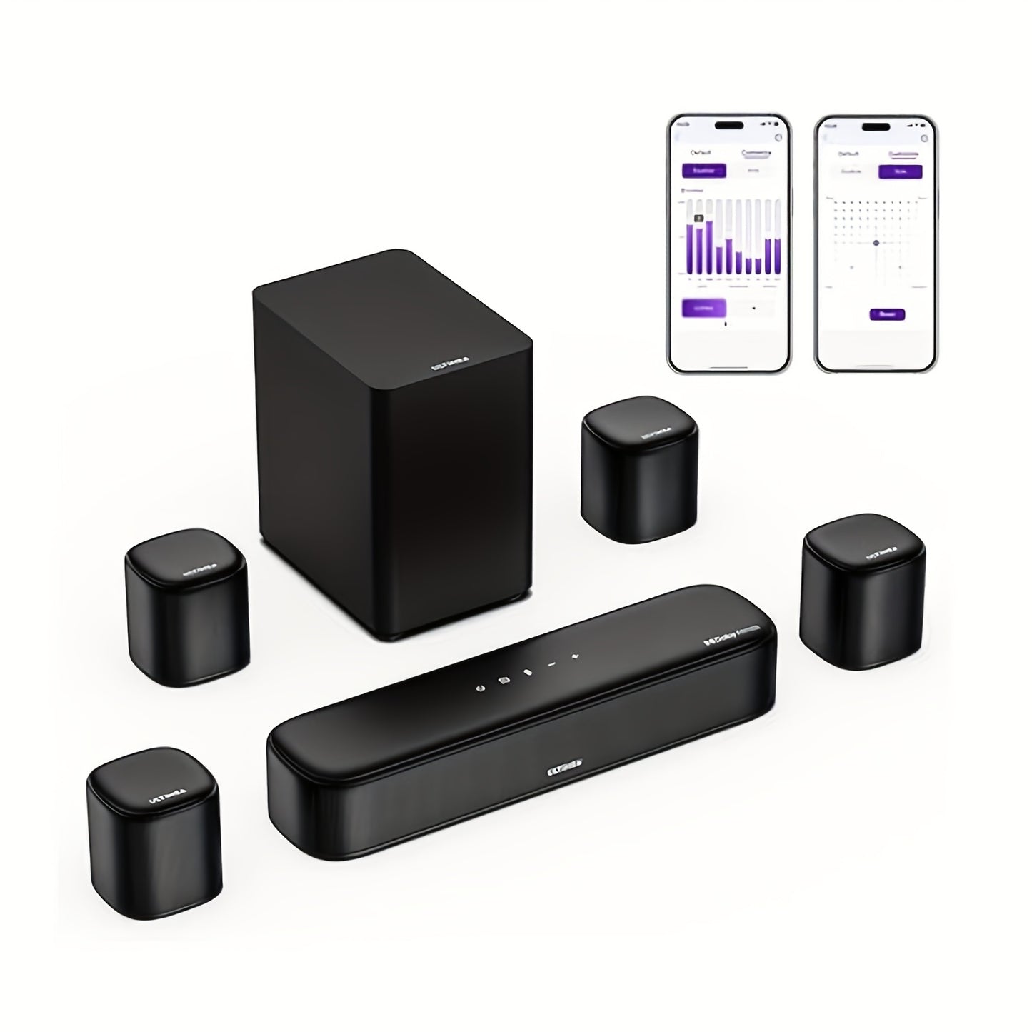 7.1 Kanaals Surround Sound Set – Home Theater Systeem – Soundbar – Dolby Atmos Speaker – Draadloos Surround Systeem – Draadloze Speakers – HD-eARC Aansluiting – App Bediening
