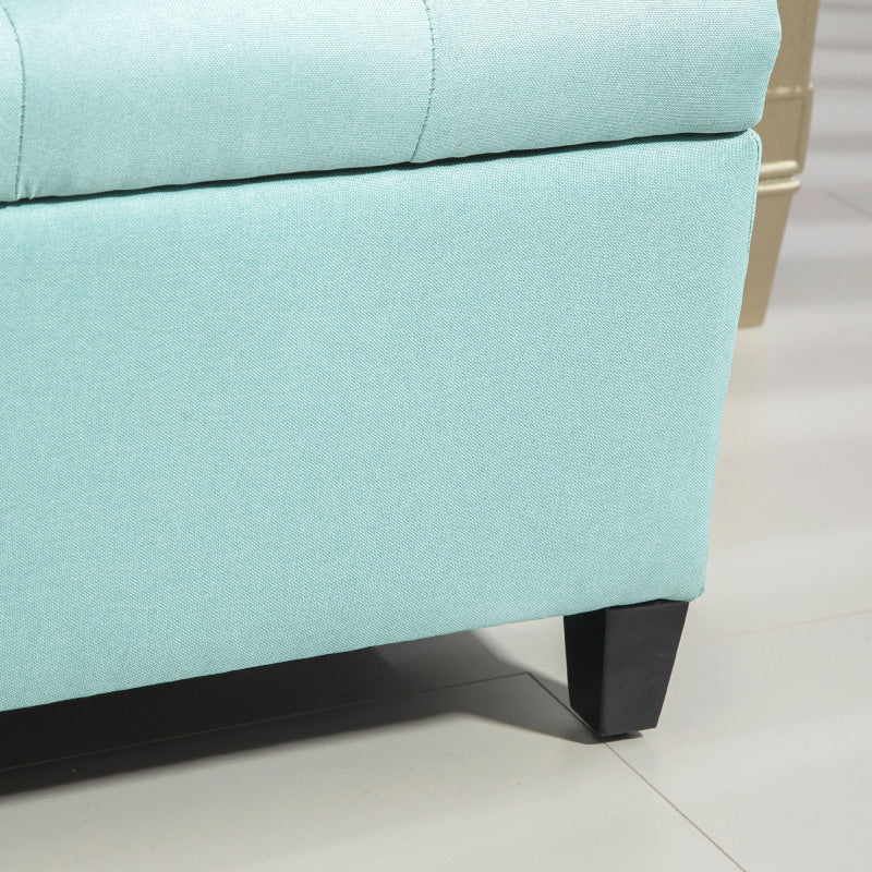 Opbergkist – Opbergbox – Opbergbank – Opbergstoel – Opbergmand – Groen Linnen-achtig Polyester – Stevig Rubberhout – 100 x 40 x 44 cm