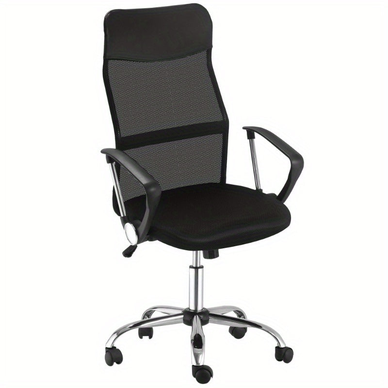 HOMCOM Ergonomic Office Chair Adjustable Height Mesh Computer Desk Chair with 360° Swivel & Tilt Tension Control, Breathable Black Mesh Backrest & Metal Frame, Manual Operation for Home Office & Gaming, Office Desk Chair, St