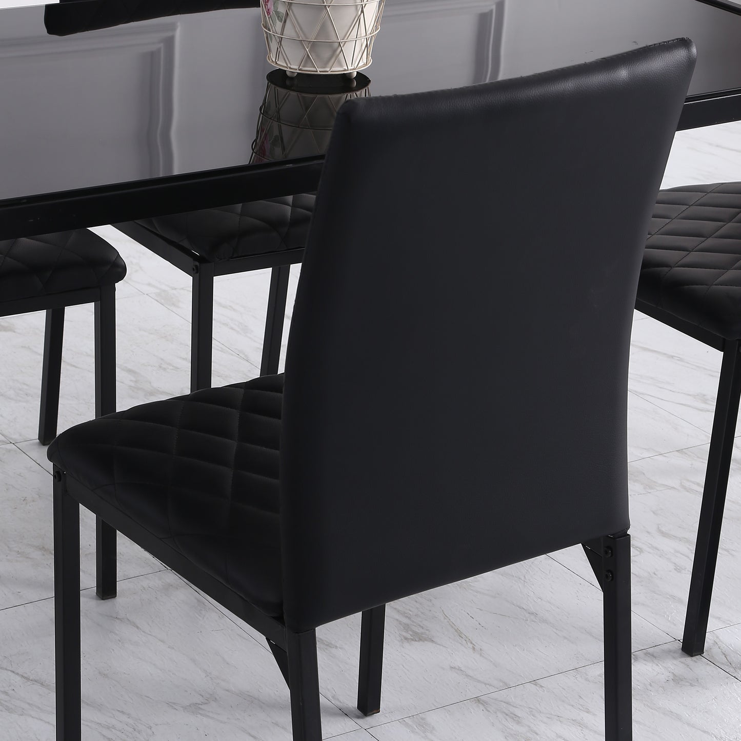 HOCMOM 4pcs Set of Chairs Dining Chairs Kitchen Chairs 41 Cm X 50 Cm X 91 Cm, Black