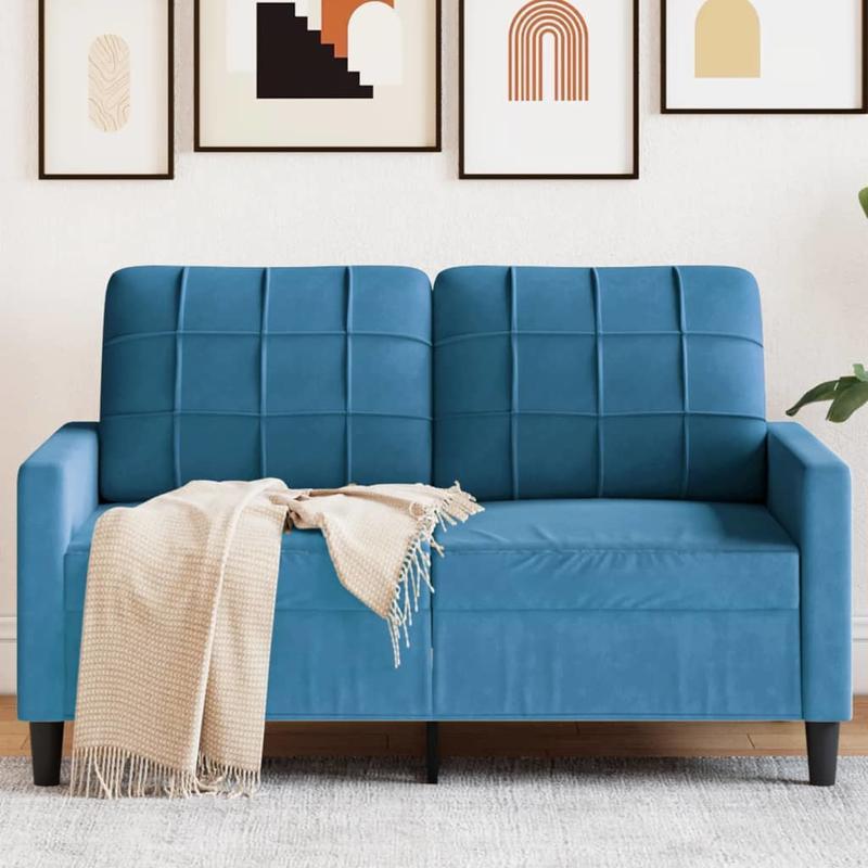 Bankbed – Slaapbank – Bedbank – 2-Zits Sofa Bed – Logeerbed – Lichtblauw Getuft – Hardhouten Frame – Compact Ruimtebesparend Ontwerp – Direct Gebruiksklaar Zonder Montage