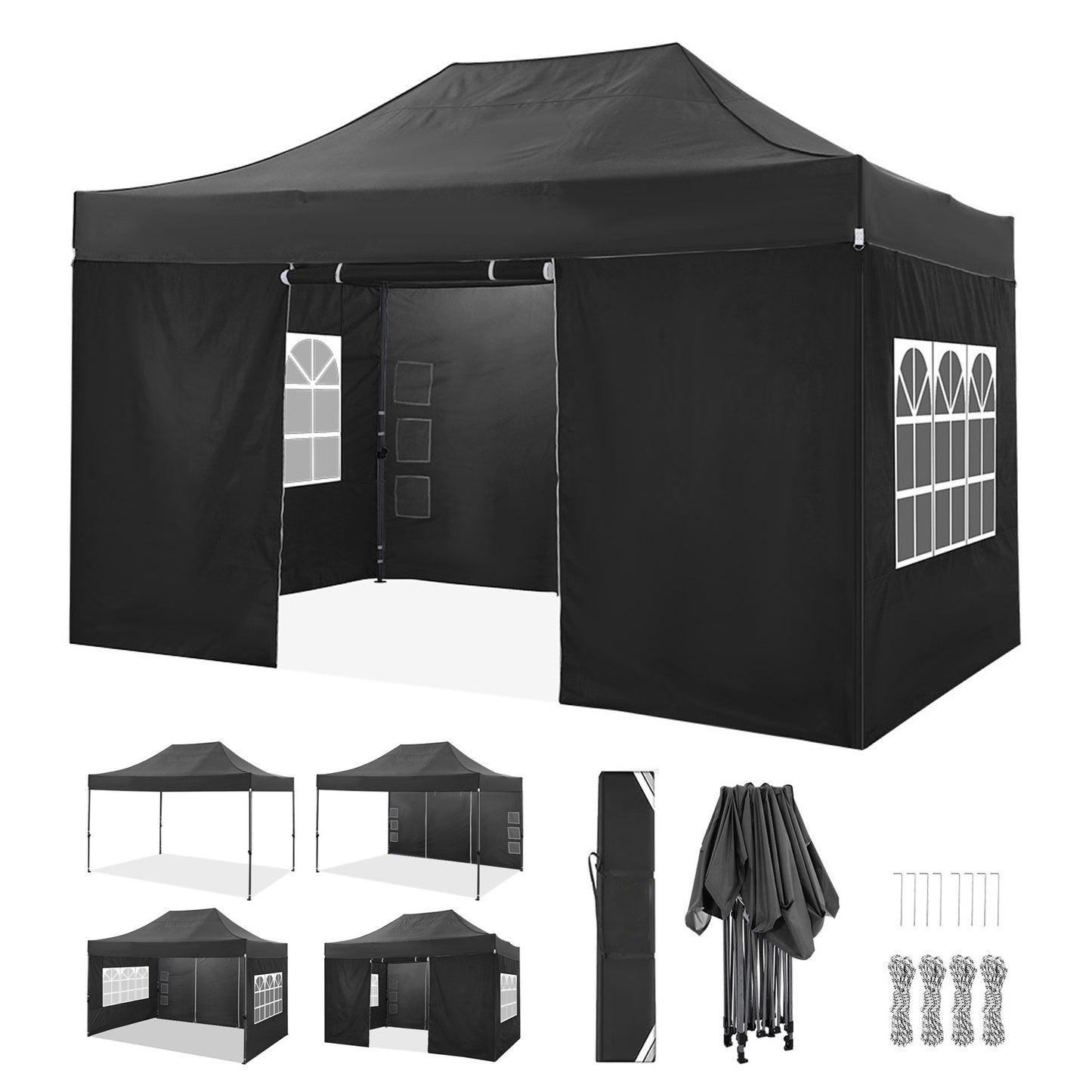 3.05x4.57meter Pop-up Canopy Tent with 4 Removable Side Walls, Comes with A Handy Carrying Bag, Sunproof, Perfect for Parties, Weddings And Picnics