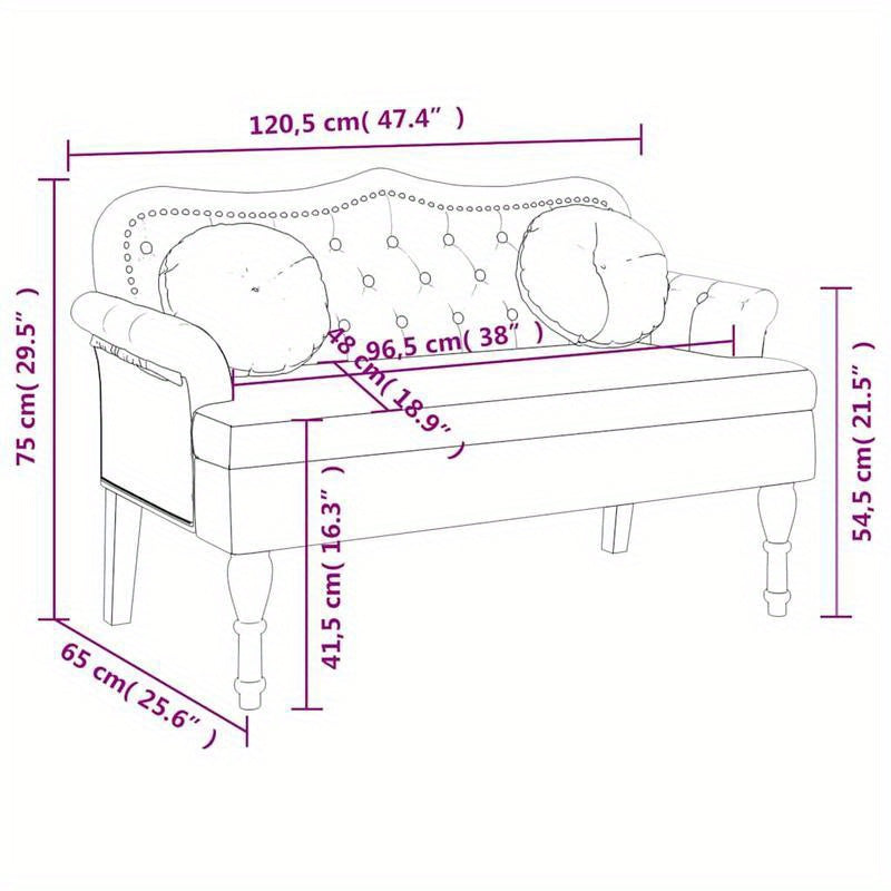 Bankje – Stoel – Zitbank – Lounger – Fauteuil – Donkergrijs Velvet Kussen – Hardhout – Robuust – 120,5x65x75 cm – Comfortabel