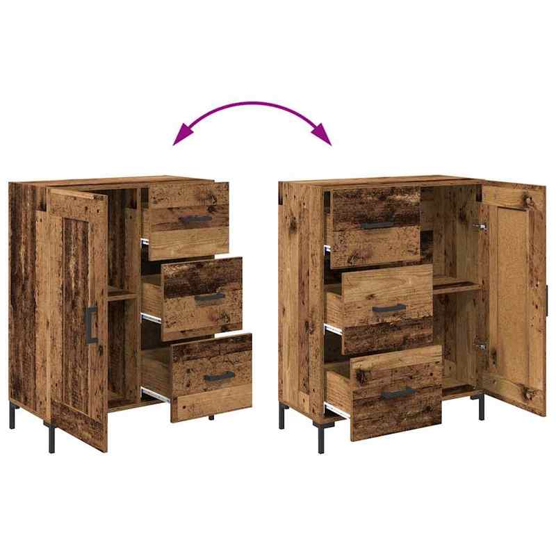 Modern Aged Wood Sideboard with Drawer - Engineered Wood Cabinet (69.5x34x90cm) | Particle Board, Frame | Freestanding Storage Furniture for, Dining Room, Entryway | Classic Contemporary Design for small to