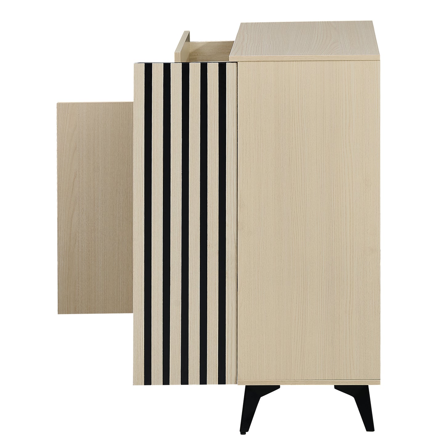 Schoenenkast – Schoenenopberger – Halmeubel – Opbergkast – Dressoir – Modern Design – Verstelbare Planken – Metaal Poten – Licht Hout – 75 cm Breed