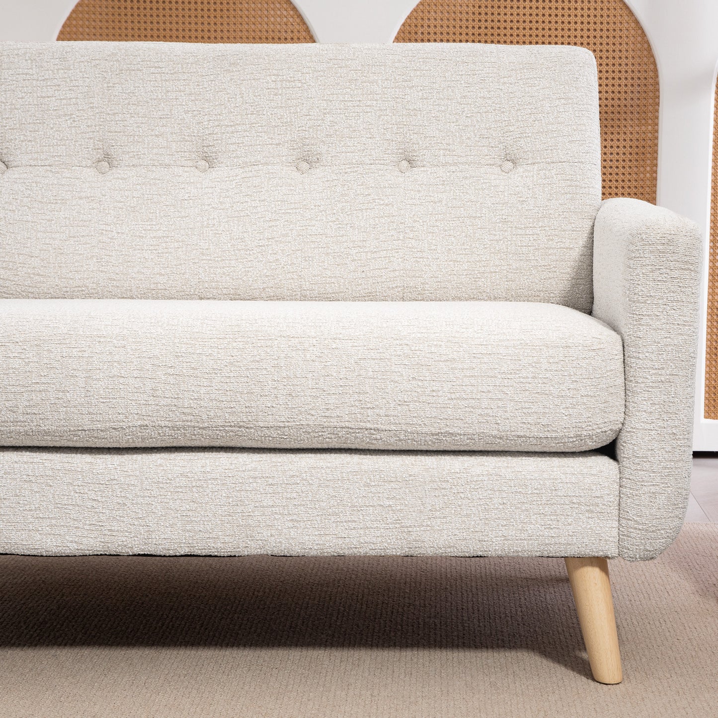 Tweezitsbank – 2-Zitsbank – Loveseat – Slaapbank – Compacte Bank – Beige Kleur – 134 x 71 x 82 cm – Comfortabel Zonder Elektriciteit