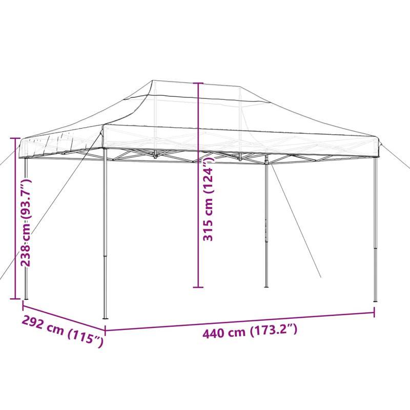 Collapsible Pop-Up Party Tent 440X292X315 Cm in Taupe Color