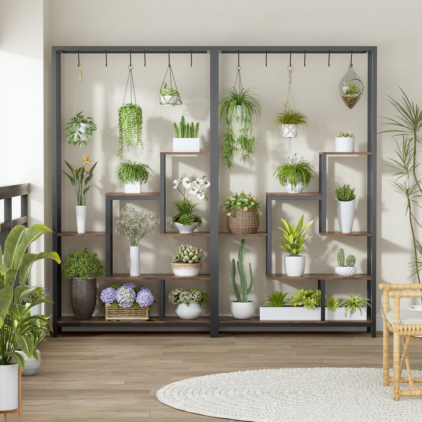 Plantenrek – Plantenstandaard – Plantentafel – Bloemenrek – Plantentrap – 5-laags met 6 planken – Metalen frame 179 cm hoog