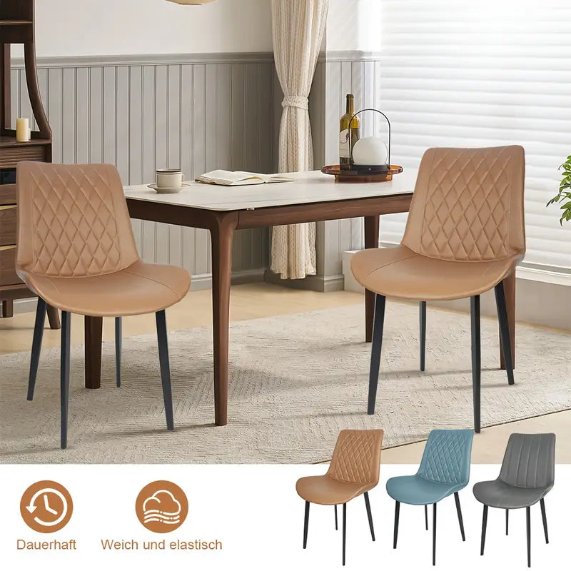 Eetkamerstoelen – Stoelen – Kuipstoelen – Design Stoelen – Set Van 2 – PU Leer Zitting – Metalen Poten Stabiel