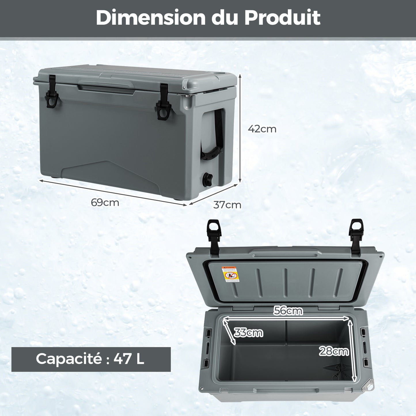 Koelbox – Thermotas – Coolbag – Koeltas – Campingkoelbox – Stevige Isolatie – Ingebouwde Liniaal & Flesopener – 47 Liter – Duurzaam LLDPE