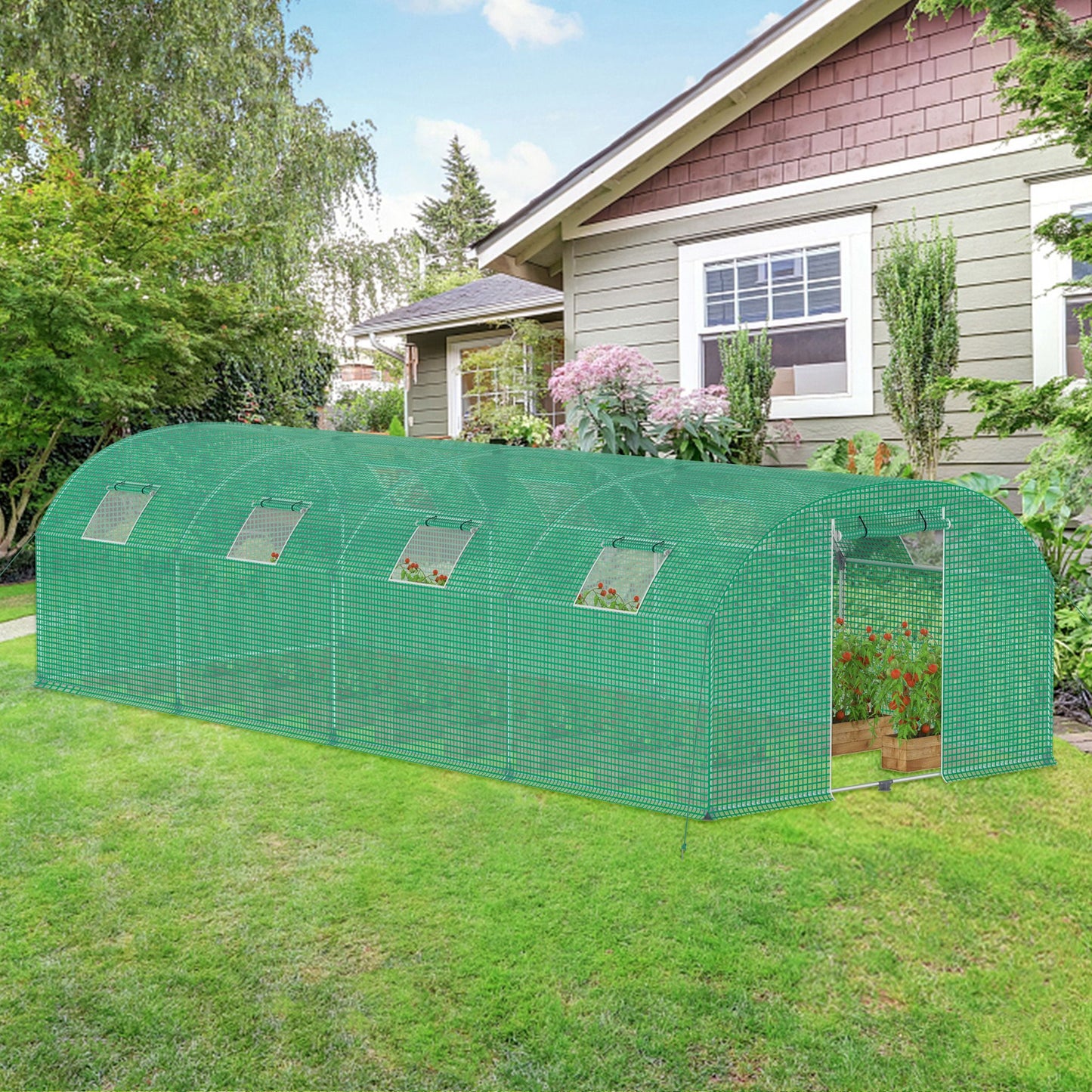 Kweekkas – Broeikas – Tuinkas – Plantenkas – Tunnelkas – 3x8x2m – Gegalvaniseerd Stalen Frame – 8 Ramen Met Horren
