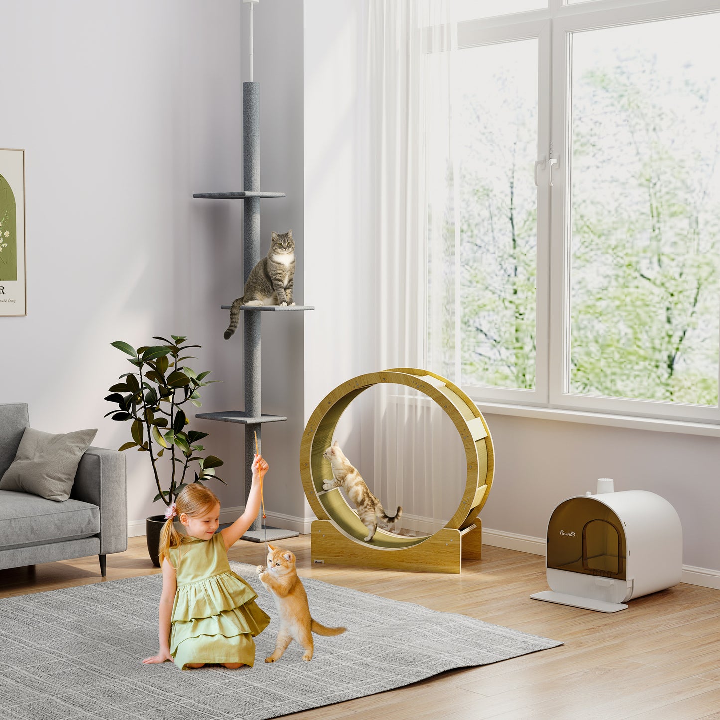 Kattenbak – Kattenbakje – Katten WC – Katten Toilet – Kattenbak Met Filter – Gesloten Design – Inclusief Vervangfilter – Mat Tegen Strooisel – 43x44x47 cm – Zwart/Wit