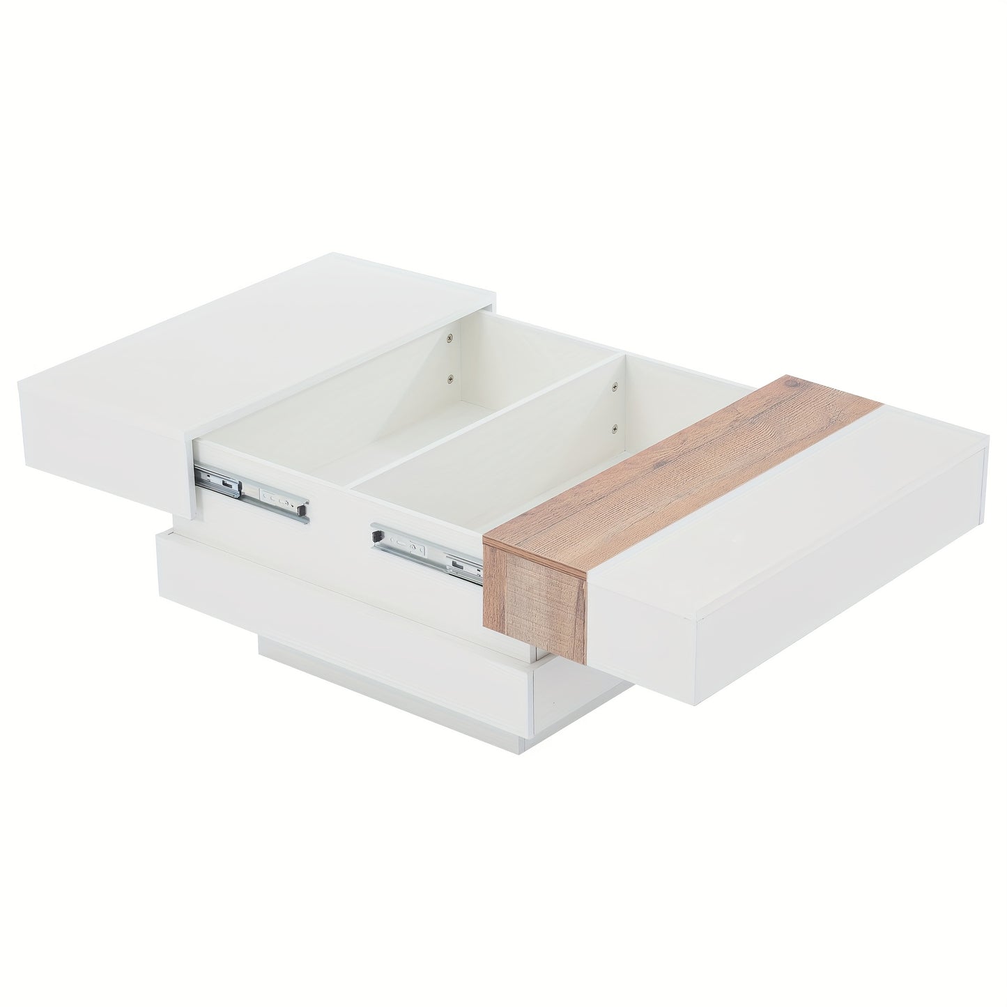 A High-Gloss Square Coffee Table Measuring 70*70*39Cm, Featuring a Retractable Tabletop, Hidden Storage, And a Partition, Available in White And Primary Colors
