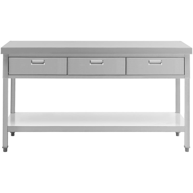 RVS Werktafel – Roestvrijstalen Tafel – Keukenwerkbank – Professionele Werkbank – Werkblad Met Lades – 150 x 60 cm – Draagkracht 295 kg