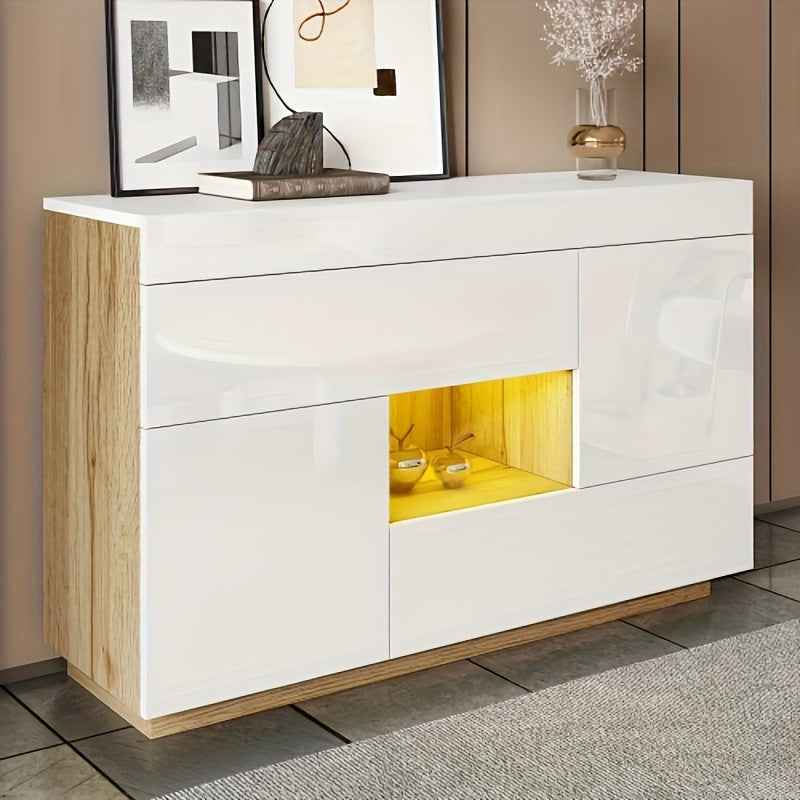 Vrijstaande Kast – Opbergkast – Dressoir – Sideboard – Ladenkast – Wit Bamboe – Duurzaam Modern Design – 3,2+ Kubieke Voet Opbergruimte