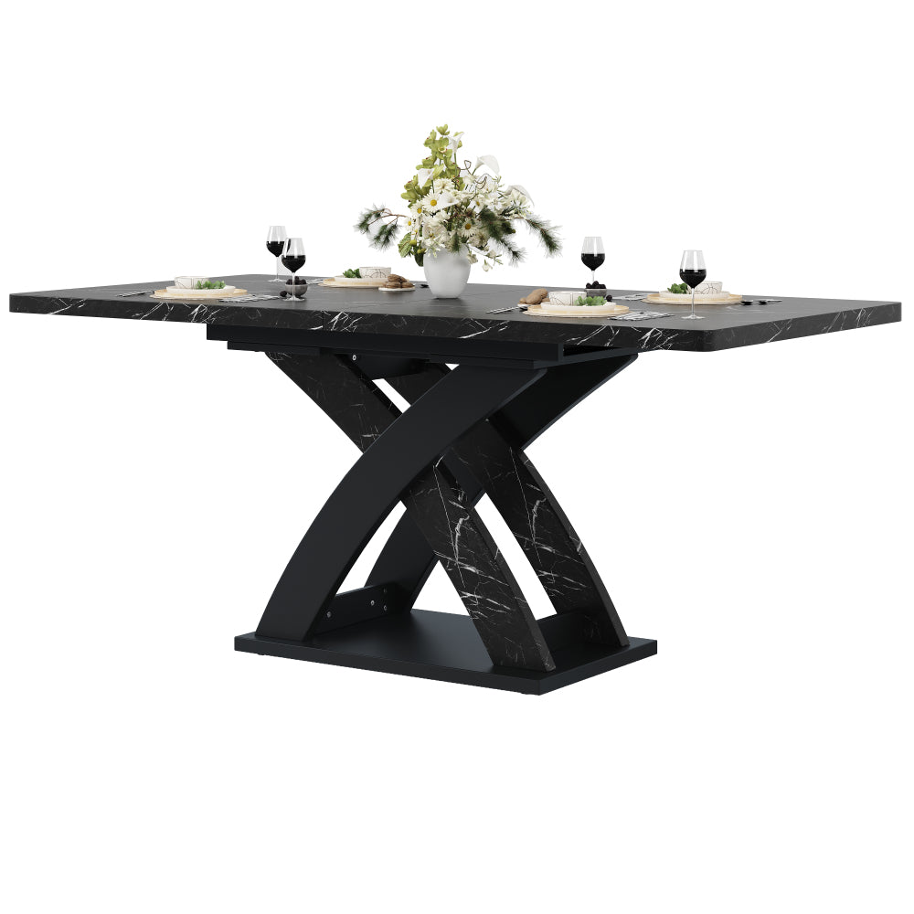 Verstelbare Eettafel – Uitschuiftafel – Tafel – Dining Table – Eetkamertafel – Zwart – 120-160 cm Verstelbaar – Geschikt Voor 4-6 Personen