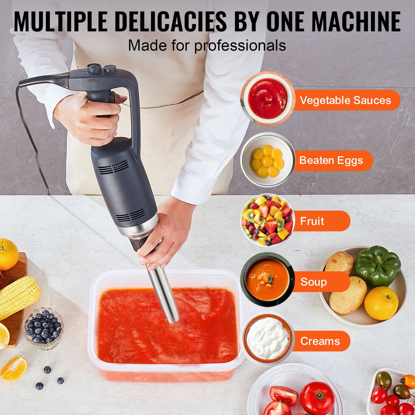 Staafmixer – Handmixer – Blender – Keukenmixer – RVS Mes – 350W Krachtige Motor – Traploze Snelheidsregeling