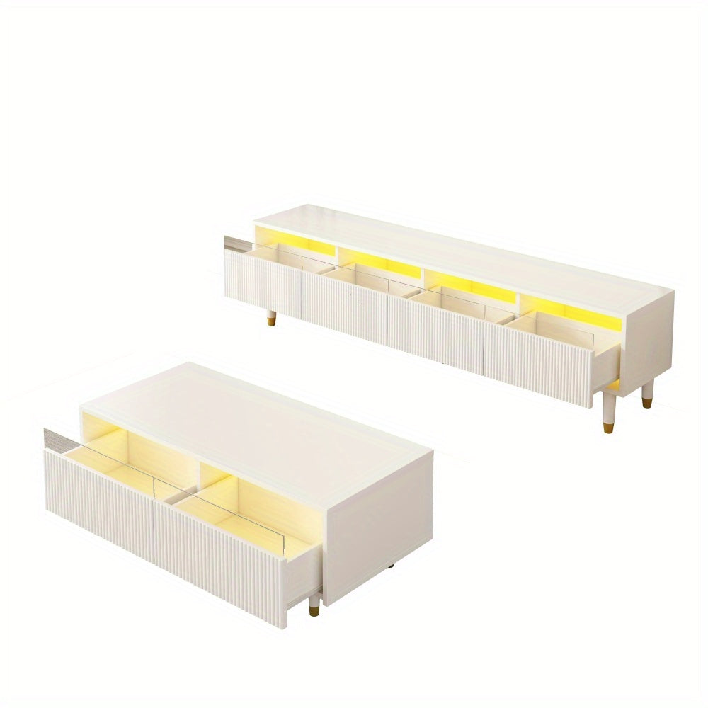 tv-meubel – tv-kast – media meubel – tv-dressoir – woonkamerset – MDF materiaal – 178x35x45 cm – wit met goud accenten