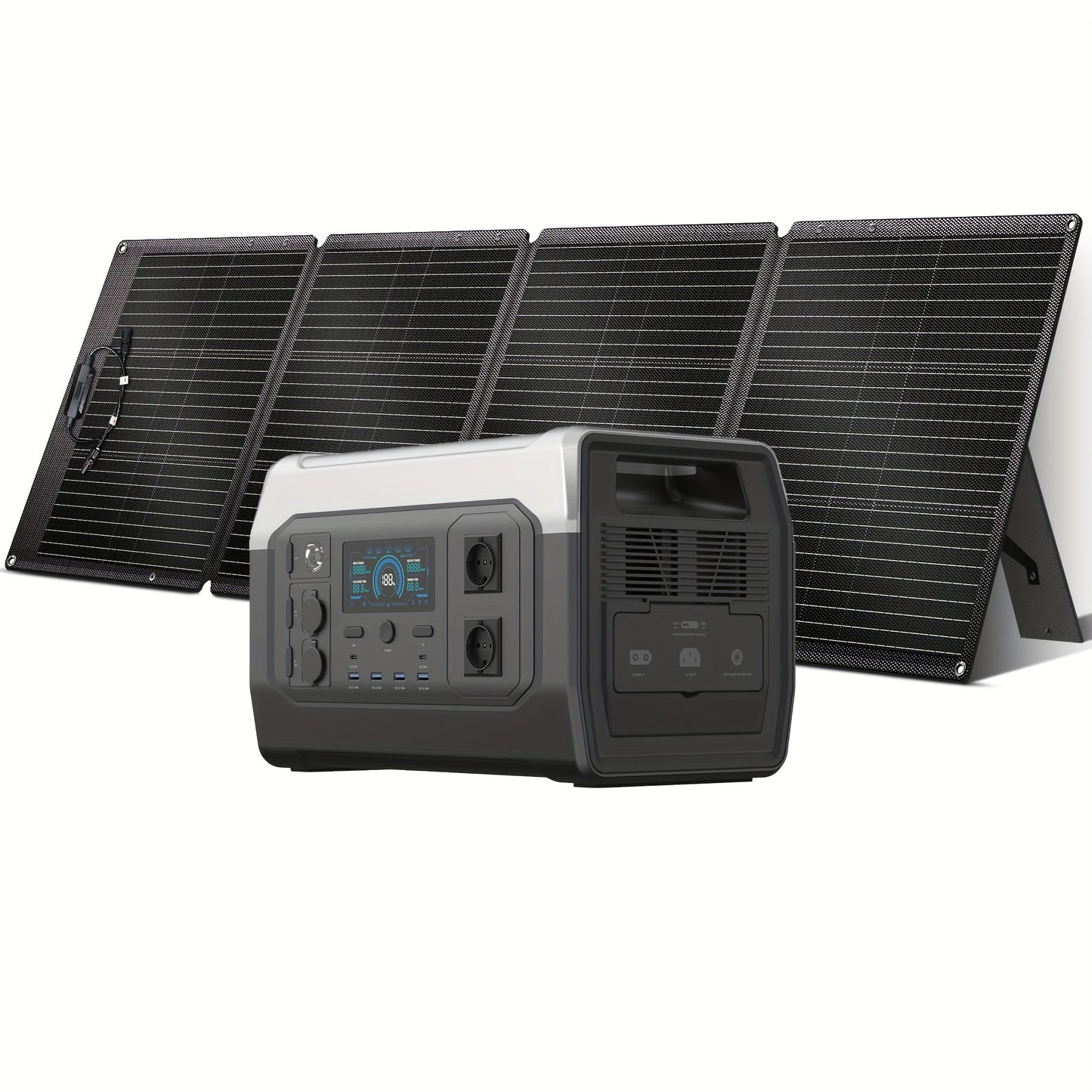 Powerstation – Draagbare Generator – Stroomvoorziening – Noodstroom – Zonne-energie – 1800W Vermogen – Oplaadbare Lithiumbatterij – Europees Stekkertype – Variant XP1000_1800W+SPC200