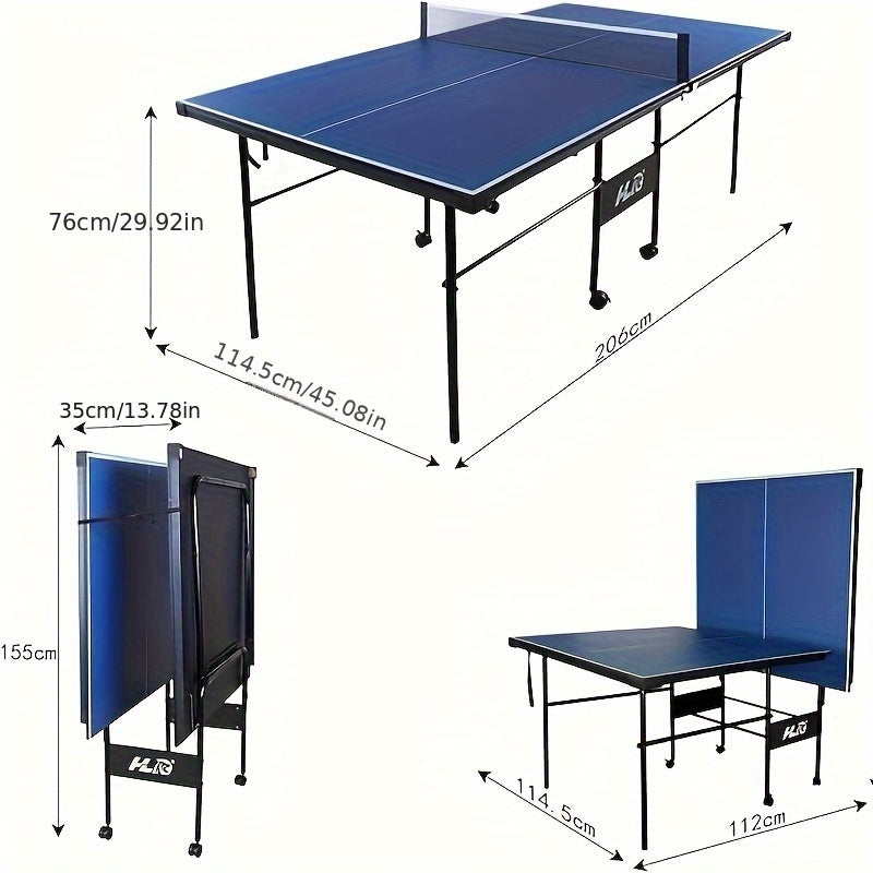HLC Junior Table Tennis Table, Portable Ping Pong Table with Net Set for Easy Setup, Blue 206 * 114.5 * 76CM