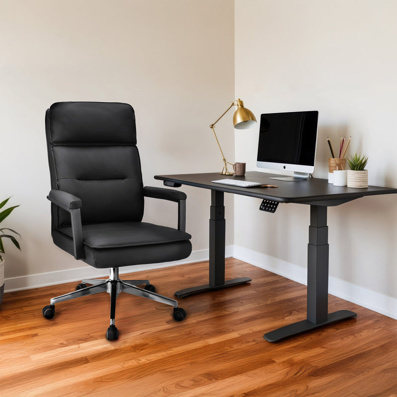 Bureaustoel – Office Chair – Kantoorstoel – Draaistoel – Werkstoel – Eco-leer Bekleding – Verstelbare Hoogte 43-49 cm