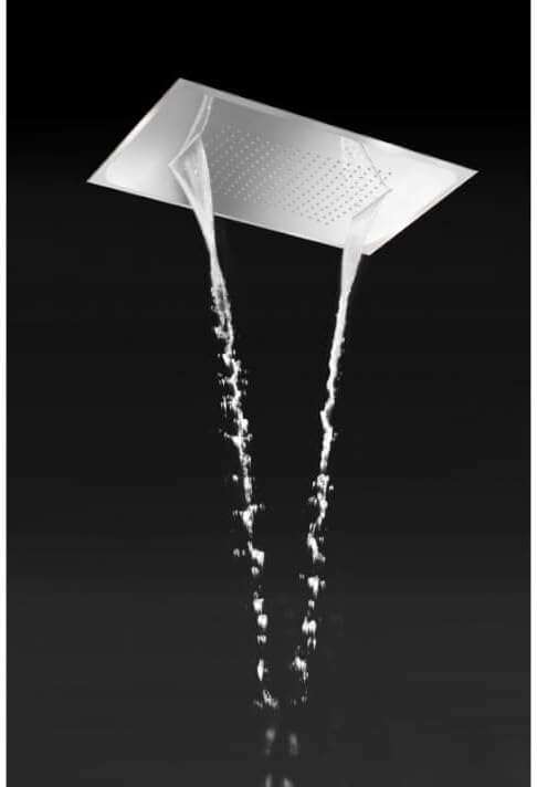 Inbouwdouche – Doucheset – Douchekop – Plafonddouche – Thermostaatkraan – Extra Platte Rechthoekige Douchekop 48x59 cm – Massief Messing Met Chromen Afwerking