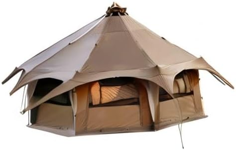 TOMOUNT Tipitent, katoenen tent voor 6-8 personen, canvas, piramide, joertent, grote gezinnen, glamping, tent voor kamperen, hiking, festival, feesten, bruiloft, muziekfeest