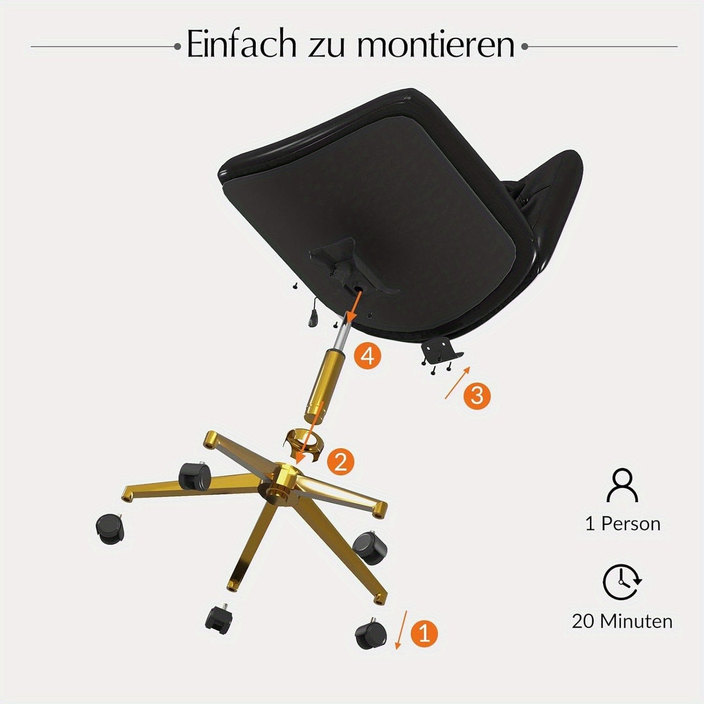 Ergonomische Bureaustoel – Bureaustoel Zonder Armleuningen – Werkstoel – Draaistoel – Schommelstoel – Zithoogte Verstelbaar – Metalen Onderstel Zwart
