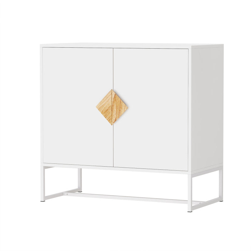 Houten Dressoir – Kast – Opbergmeubel – Dressoirkast – Sideboard – Wit Mat – MDF en IJzer – Ruime Opbergruimte – Stevig Tot 36 Kg Belastbaar