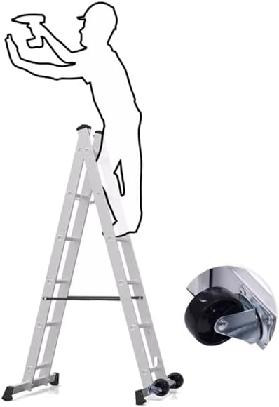 Multifunctionele ladder 4-in-1 aluminium met platform inklapbaar met wielen