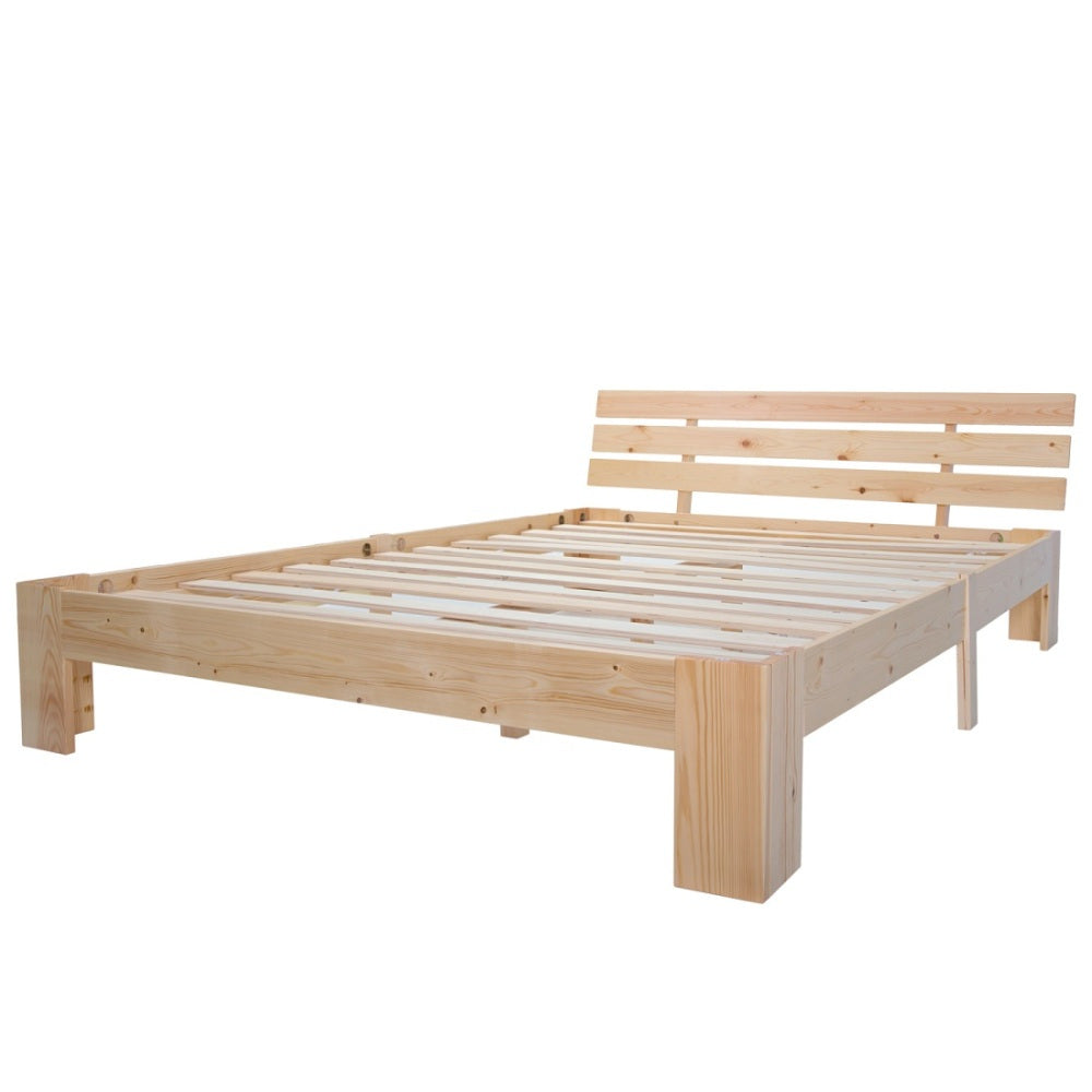 Tweepersoonsbed – Bed – Bedframe – Slaapbed – Logeerbed – Massief Houten Frame – 140x200 cm – Eenvoudige Montage – Compact Ontwerp