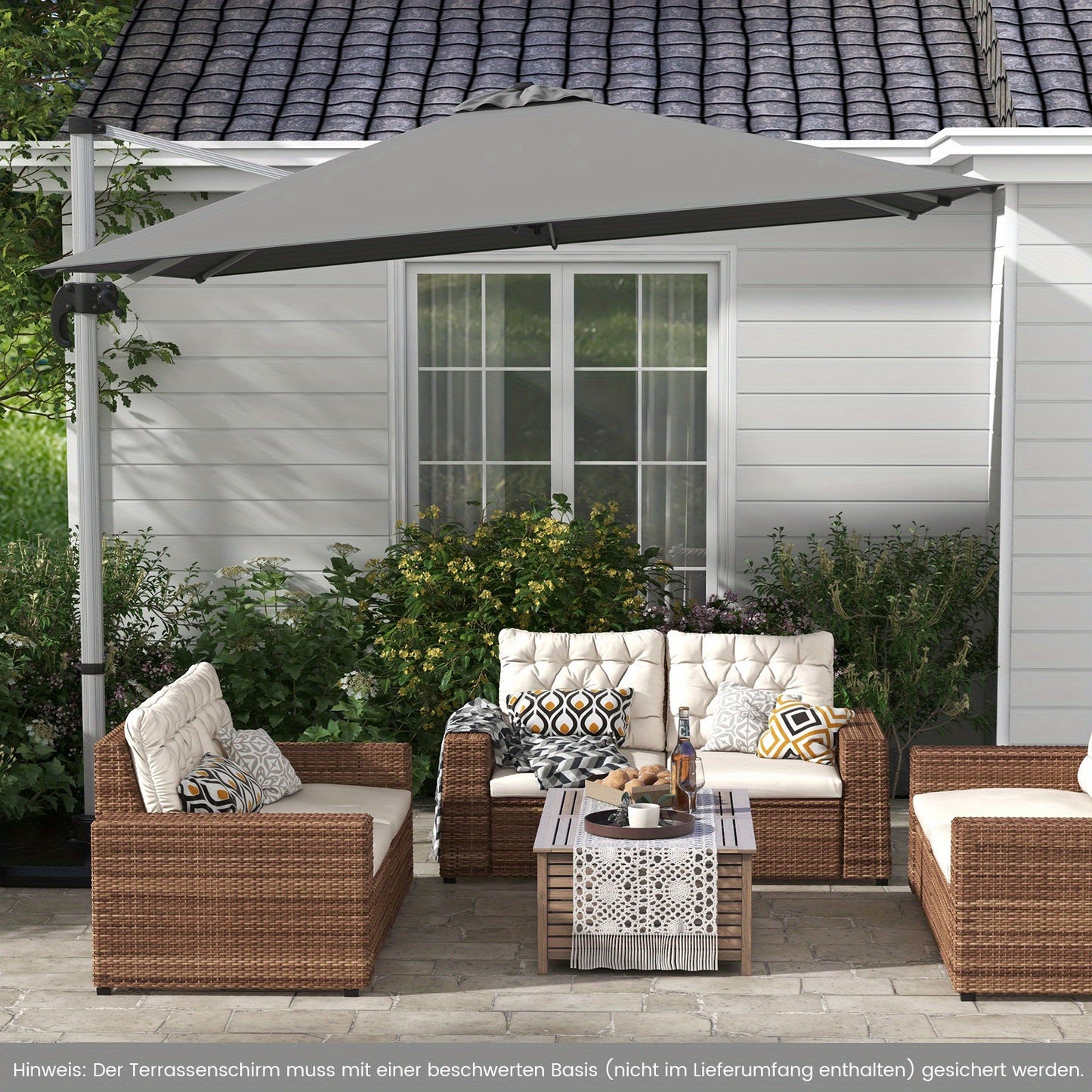 Zweefparasol – Hangparasol – Tuinparasol – Terrasparasol – Kantelbare Parasol – 3m Groot – 360° Draaibaar – Aluminium Frame – Scheurbestendig Polyester