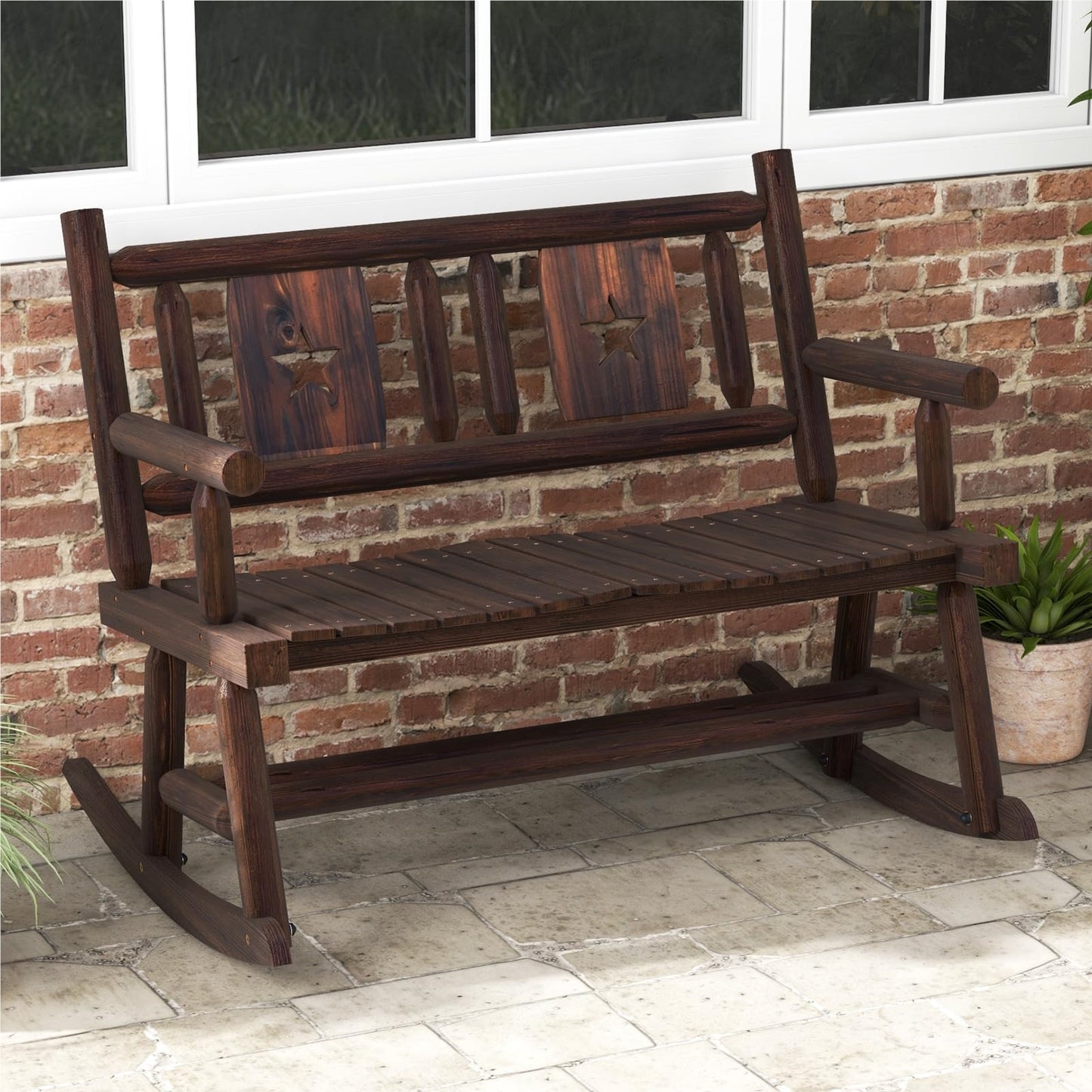 Tuinbank – Schommelbank – Buitenbank – Houten Bank – Terrasbank – Weerbestendig – Draagvermogen 320 kg – Afmetingen 111x85x89 cm – Rustic Brown